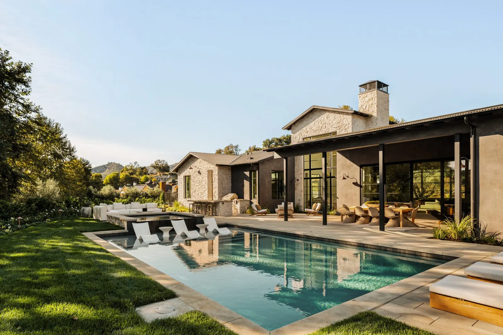 Resort-style pool and terrace at Malibu Valley Estates